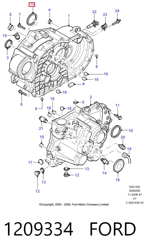 Retén del diferencial del eje delantero 1209334 Ford