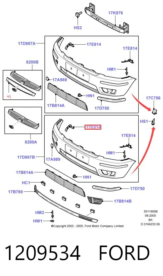 Soporte exterior derecho del parachoques delantero 1209534 Ford