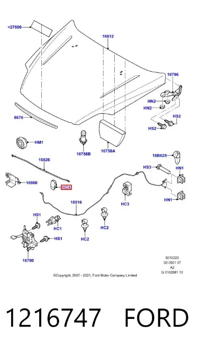 Fijador del soporte del capó FORD 1216747