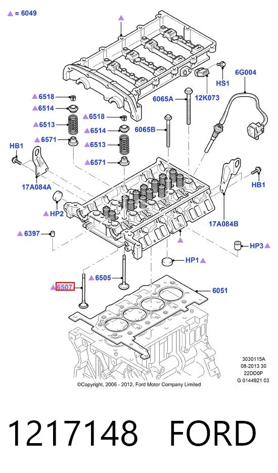 Válvulas de admisión 1217148 Ford