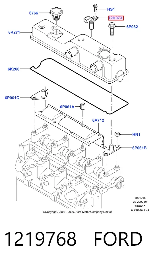 Sensor de árbol de levas 1219768 Ford