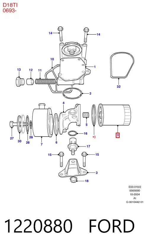 Filtro de aceite 1220880 Ford