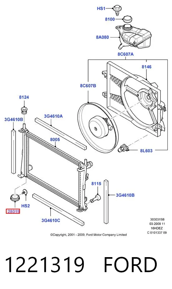Tapa radiador 1221319 Ford