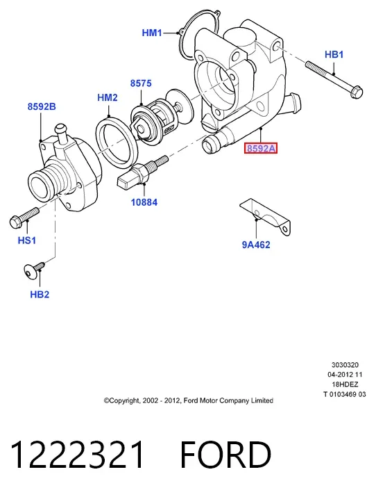 Caja de termostato 1222321 Ford
