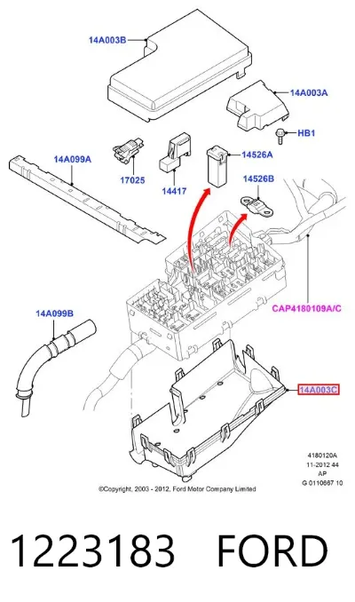 Carcasa de la caja de fusibles FORD 1223183