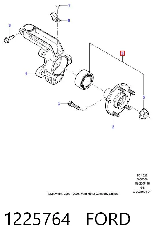 Cojinete de rueda delantero 1225764 Ford