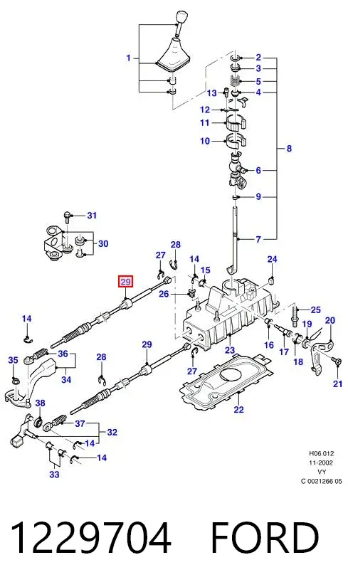 Cable de cambio de marchas 1229704 Ford