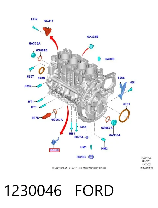 Tobera de aceite 1230046 Ford