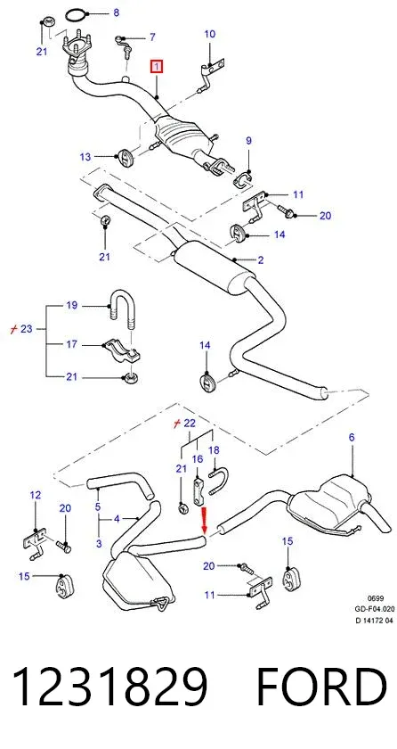 Catalizador 1231829 Ford