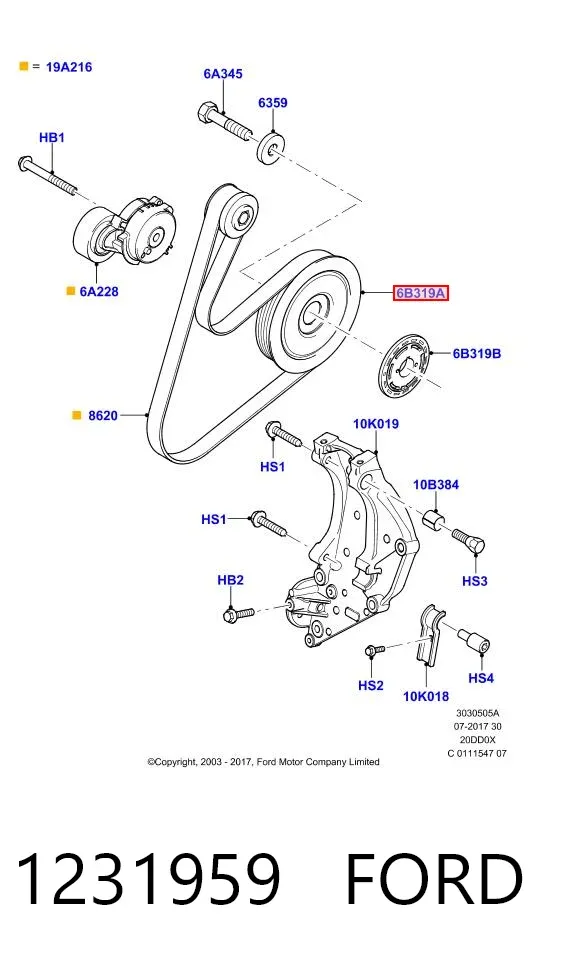 Polea de cigüeñal 1231959 Ford