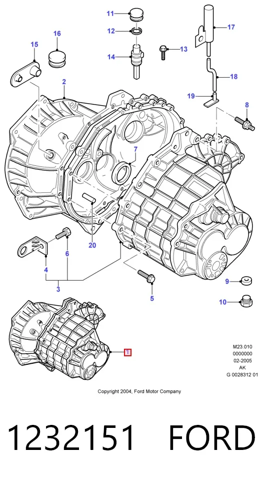 Caja de cambios 1232151 Ford