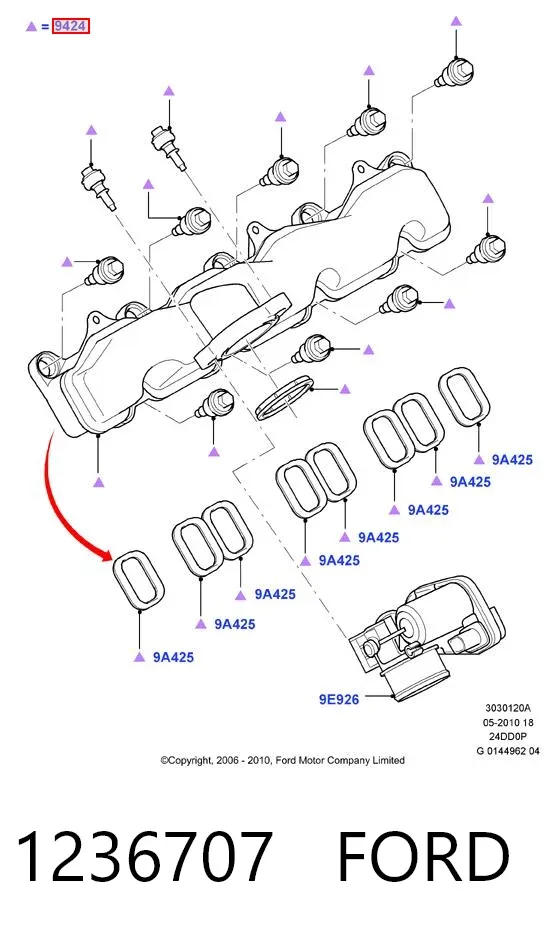 Colector de admisión 1236707 Ford