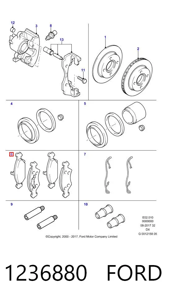 Pastillas de freno 1236880 Ford