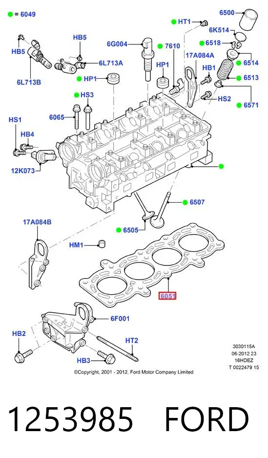 Junta de culata 1253985 Ford