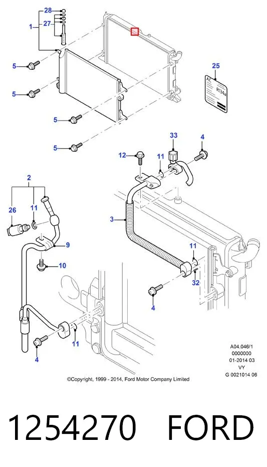 Manguera de aire acondicionado de evaporador al compresor 1254270 Ford