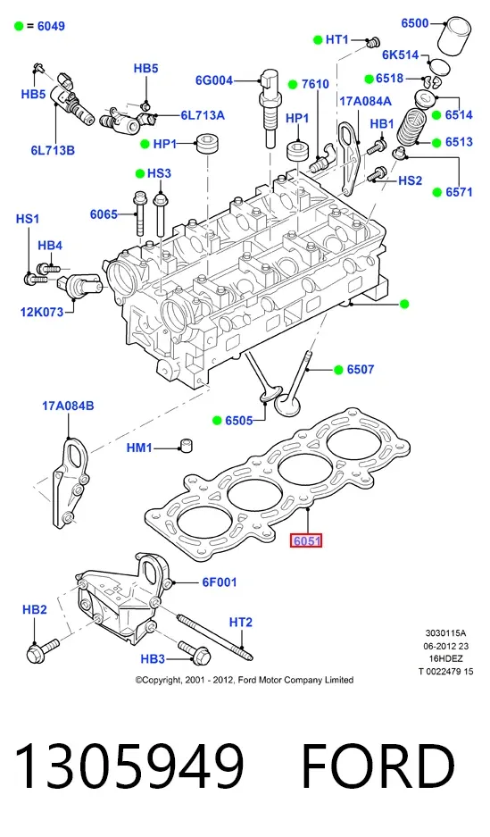 Junta de culata 1305949 Ford