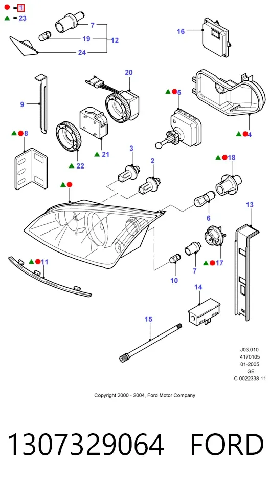 Faro izquierdo 1307329064 Ford