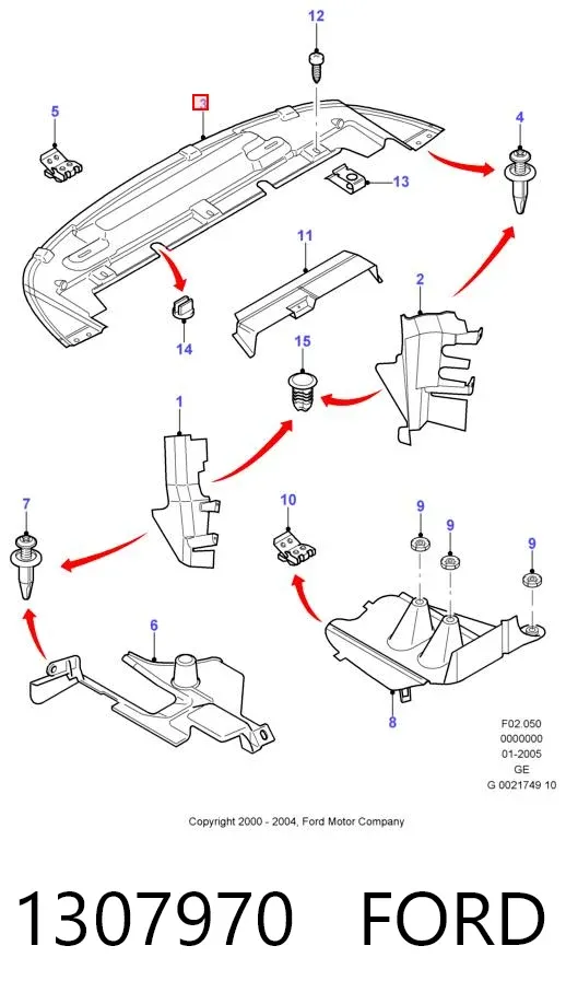 Protección delantera del motor 1307970 Ford