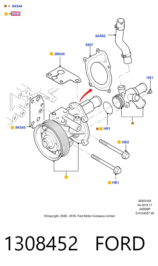 Bomba de agua 1308452 Ford