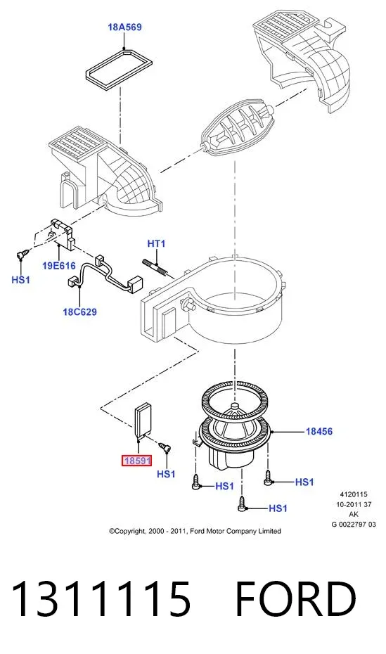 Resistencia de calefacción 1311115 Ford