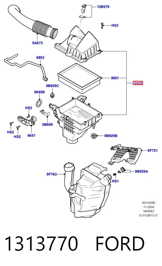 Caja del filtro de aire 1313770 Ford