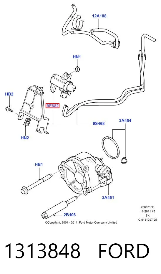Válvula solenoide de control de presión de sobrealimentación 1313848 Ford