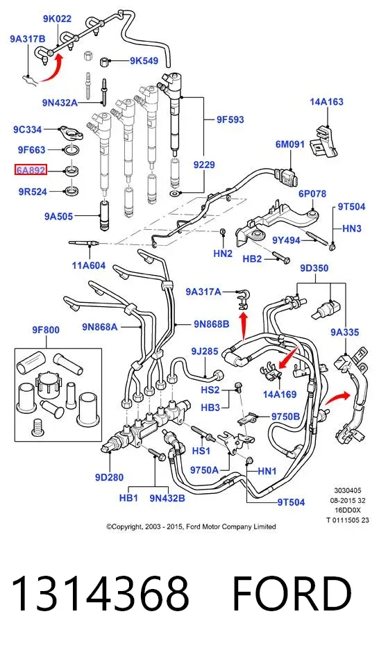 Soporte del inyector 1314368 Ford