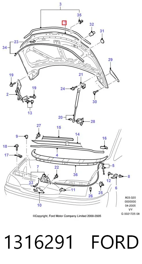 Capó 1316291 Ford