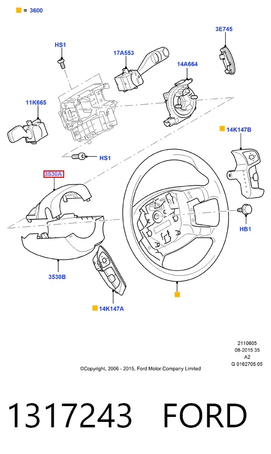 Cubierta protectora de la dirección 1317243 Ford