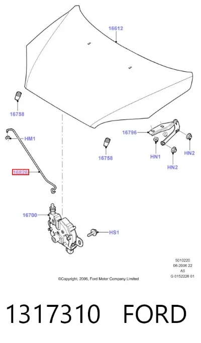 Soporte de capó FORD 1317310