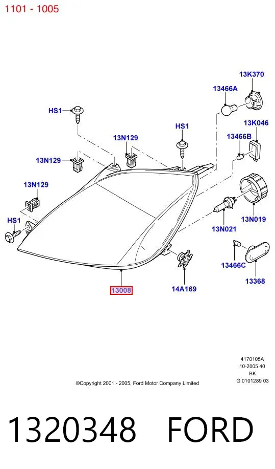 Faro derecho 1320348 Ford