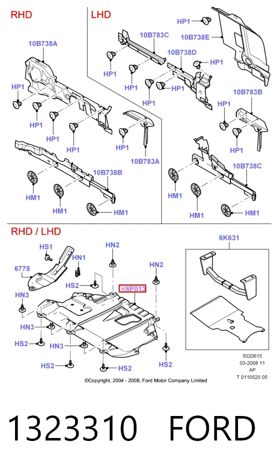Protección motor / empotramiento 1323310 Ford