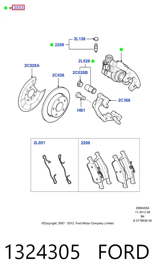 Pinza de freno trasera izquierda 1324305 Ford