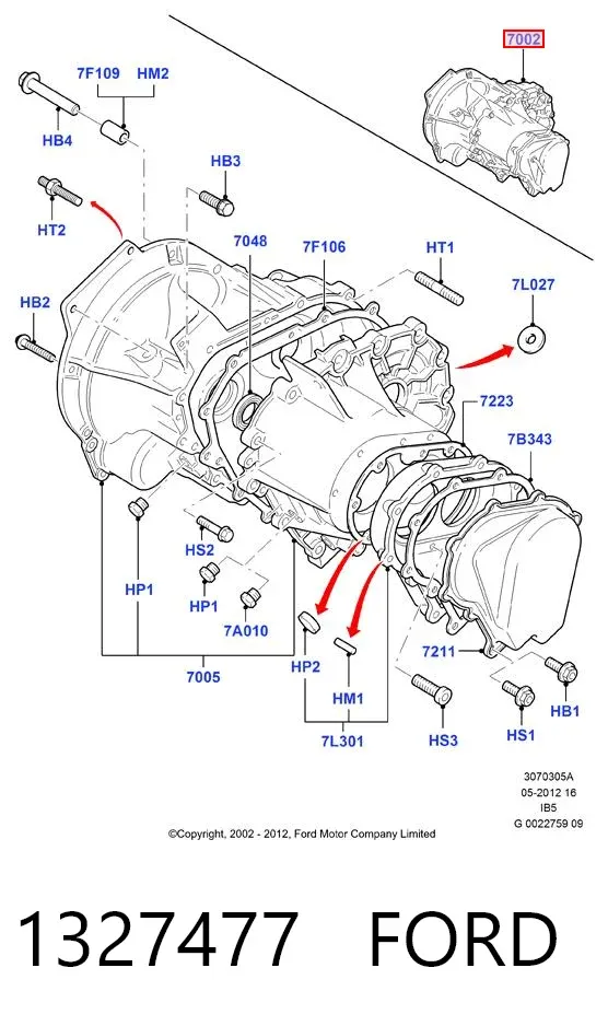 Caja de cambios 1327477 Ford
