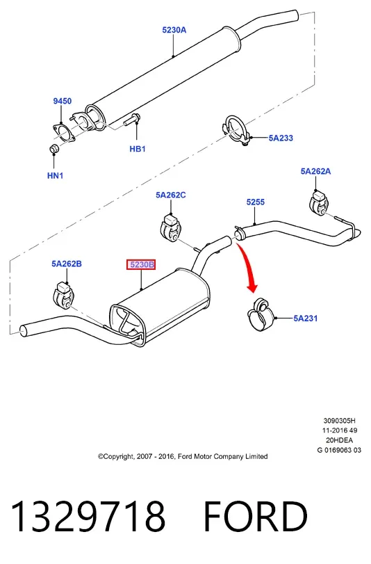 Silenciador trasero 1329718 Ford