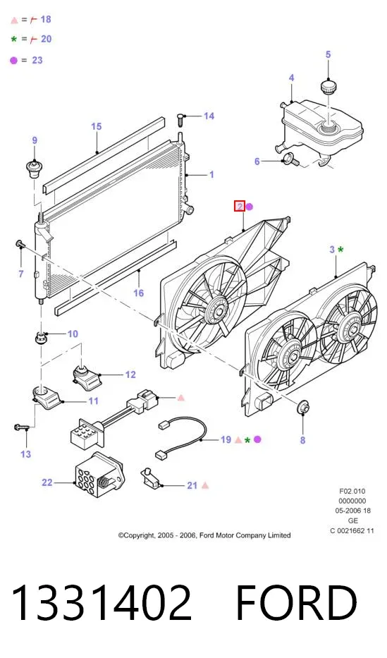 Ventilador de radiador 1331402 Ford
