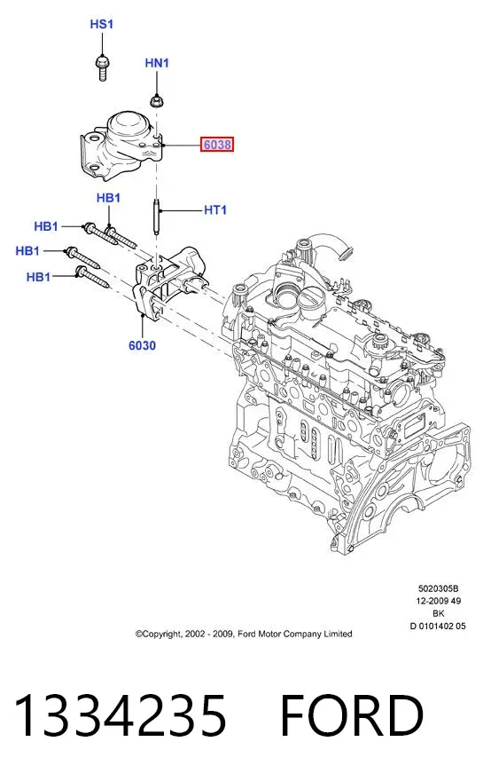Soporte de motor derecho 1334235 Ford