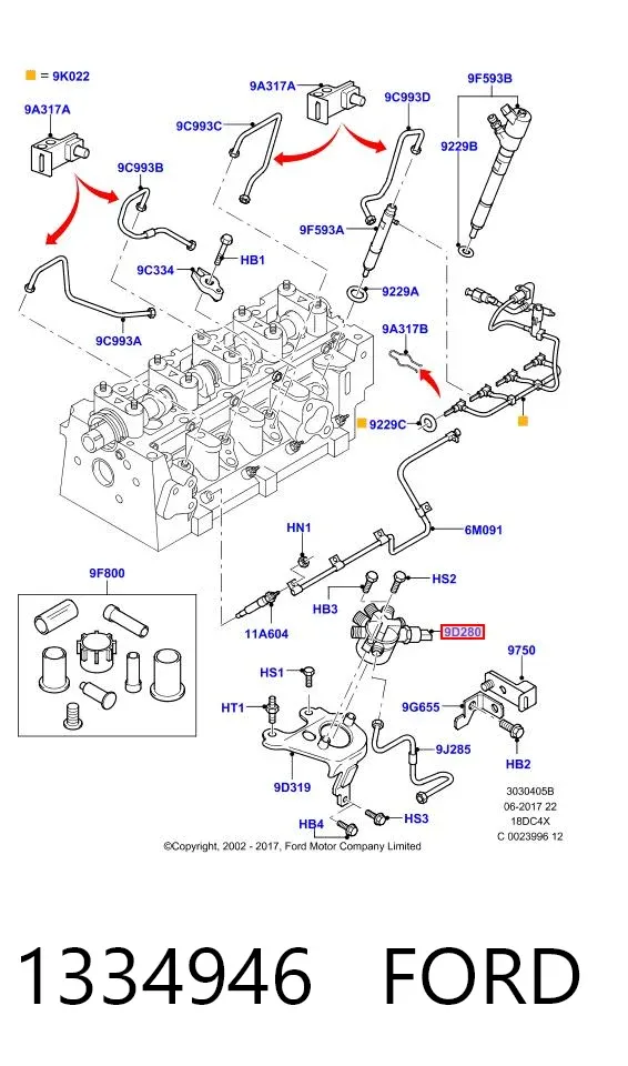 Rampa de combustible 1334946 Ford