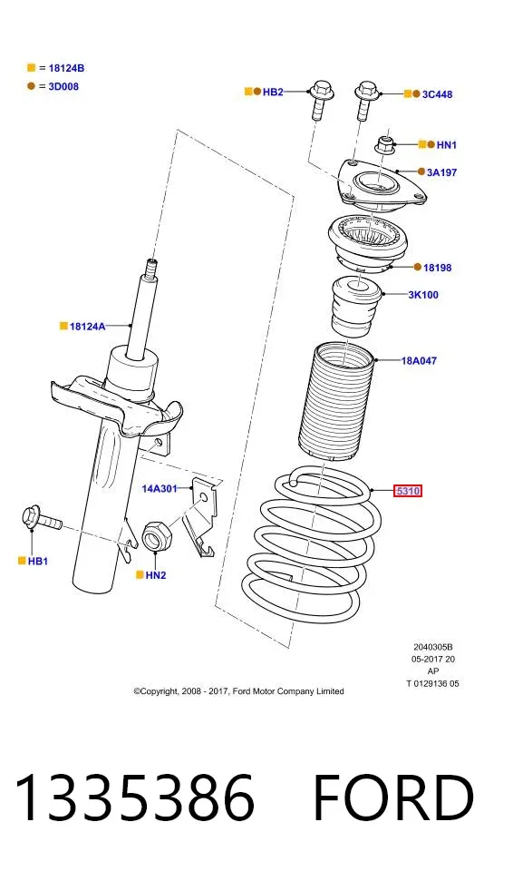 Muelle delantero 1335386 Ford