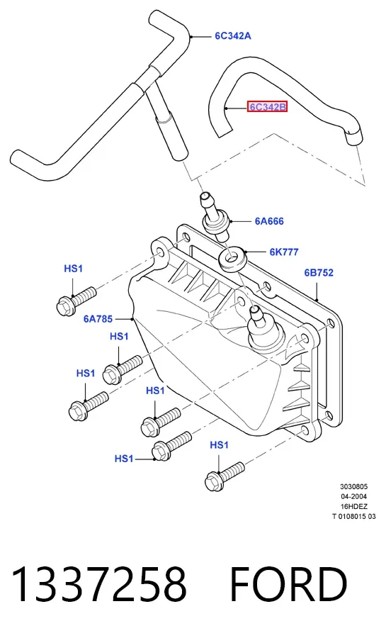 Tubo de ventilación del cárter 1337258 Ford