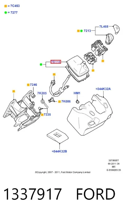 Funda de la palanca de cambios FORD 1337917