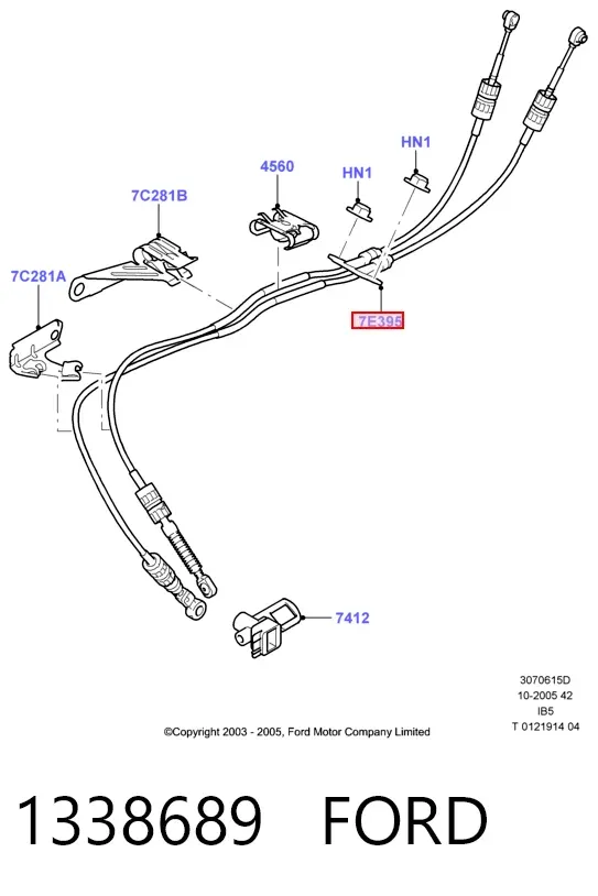 Cable de caja de cambios 1338689 Ford