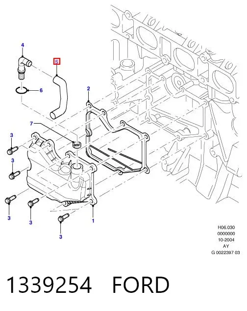 Tubo de ventilación del cárter 1339254 Ford
