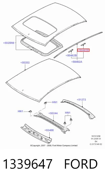 Tapa delantera del riel del portaequipajes del techo FORD 1339647
