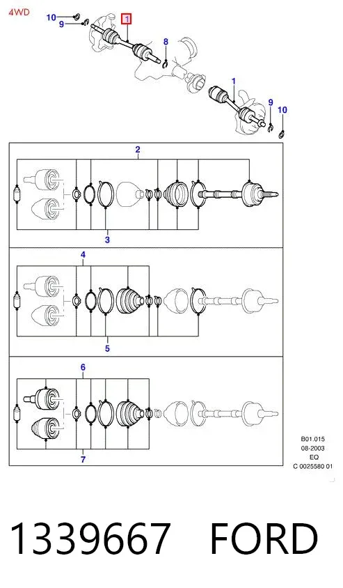 Semieje delantero 1339667 Ford
