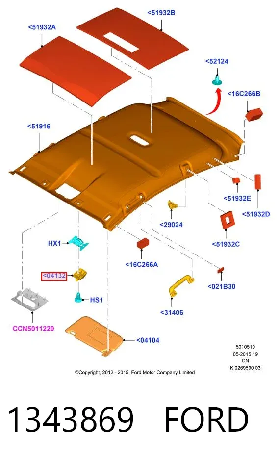 Retenedor de visera parasol 1343869 Ford
