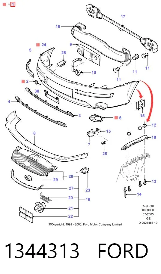 Paragolpes 1344313 Ford