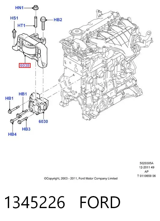 Soporte de motor derecho 1345226 Ford