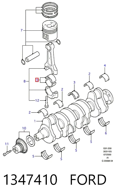 Cojinetes de biela 1347410 Ford