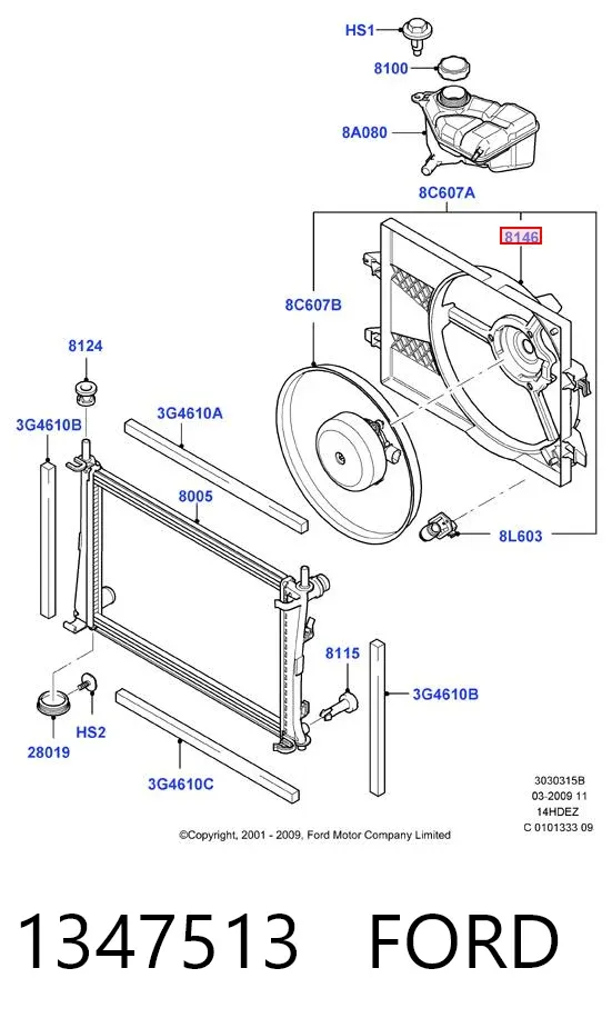 Bastidor radiador 1347513 Ford
